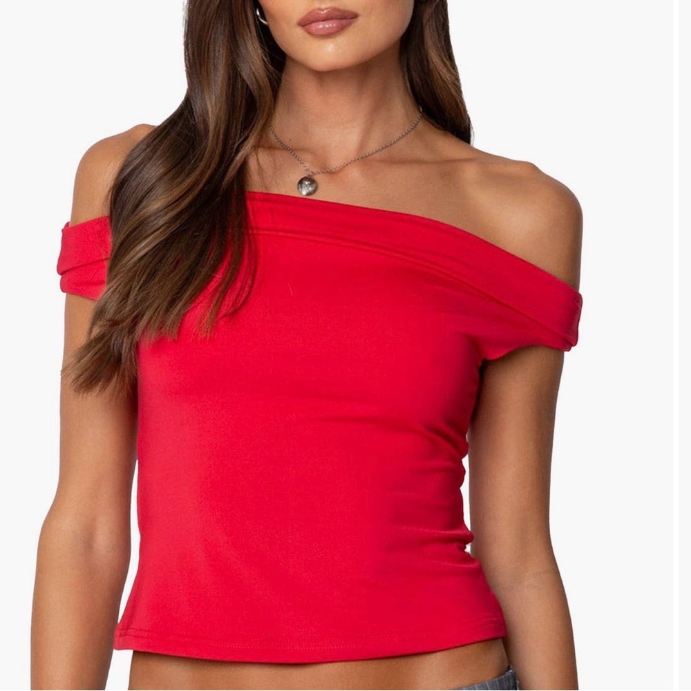 Edikted Off-Shoulder Red Tank Top
